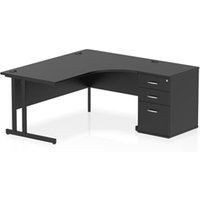 Impulse 1600 RH Crescent Desk Cantilever Black/Black 600 Desk High Ped