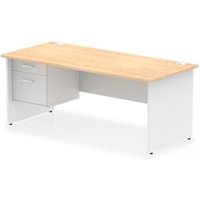 Impulse 1800x800 Desk Maple/White Panel End Leg 1x2 Drawer Fixed Ped