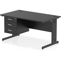Impulse 1400x800 Desk Black/Black Cable Managed Leg 3 Dr Fixed Ped