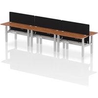Air B2B 1400x600mm Adjustable 6P Bench Desk CP Walnut/Silver + Screen
