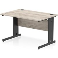 Impulse 1200x800mm Straight Desk Grey Oak Top Black Cable Managed Leg