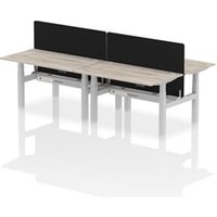 Air B2B 1400x800mm Adjustable 4P Bench Desk CP Grey Oak/Silver +Screen