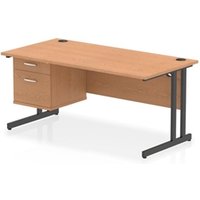 Impulse 1600 x 800mm Straight Office Desk Oak Top Black Cantilever Leg