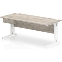 Impulse 1800x800 Desk Grey Oak/White Cable Managed Leg 1 Dr Fixed Ped