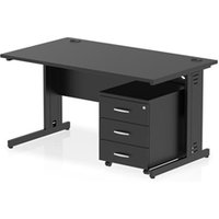 Impulse 1400x800 Desk Black/Black Cable Managed Leg 3 Dr Mobile Ped