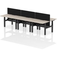 Air B2B 1200x800 Adjustable 6P Bench Desk Scallop Gry Oak/Black/Screen