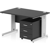 Impulse 1200x800 Desk Black/Silver Cable Managed Leg 3 Dr Mobile Ped