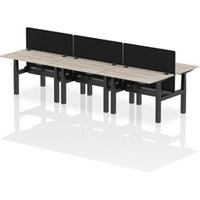 Air B2B 1200x800mm Adjustable 6P Bench Desk CP Grey Oak/Black + Screen