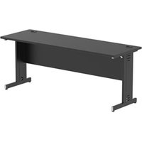 Impulse 1800x600mm Straight Desk Black Top Black Cable Managed Leg