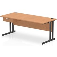 Impulse 1800 x 800mm Straight Office Desk Oak Top Black Cantilever Leg