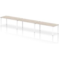 Impulse Bench Single Row 3 Person 1800 White Frame Bench Desk Grey Oak