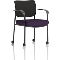 Brunswick Deluxe With Arms Black Frame With Castors Black Fabric Back