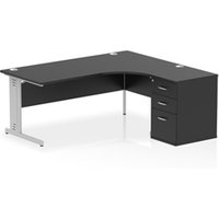 Impulse 1800 RH Crescent Desk Black/Silver Cable Managed 600 DH Ped