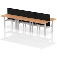 Air B2B 1200x800 Adjustable 6P Bench Desk Scalloped Oak/Silver +Screen