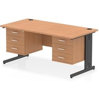 Impulse 1600x800 Desk Oak/Black Cable Managed Leg 2x3 Drawer Fixed Ped
