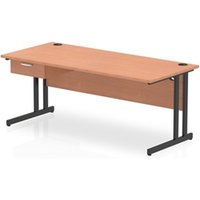 Impulse 1800x800 Desk Beech/Black Cantilever Leg 1x1 Drawer Fixed Ped