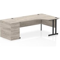 Impulse 1800 RH Crescent Desk Grey Oak/Black Cantilever Leg 800 DH Ped