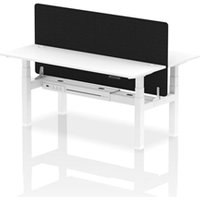 Air Back - to - Back 1800 x 600mm Height Adjustable 2 Person Bench Office Desk White Top - Cable Ports White Frame - Black Straight Screen