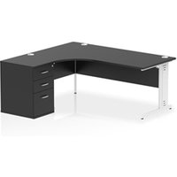 Impulse 1800 LH Crescent Desk Black/White Cable Managed Leg 600 DH Ped