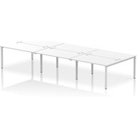 Impulse Bench B2B 6 Person 1400 Silver Frame Office Bench Desk White
