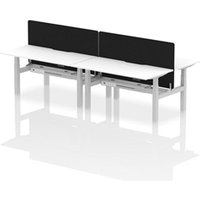 Air B2B 1600x800 Adjustable 4P Bench Desk Scallop White/Silver +Screen