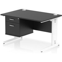 Impulse 1200x800 Desk Black/White Cable Managed Leg 2 Dr Fixed Ped