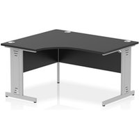 Impulse 1400mm Left Crescent Office Desk Black Top Silver Cable
