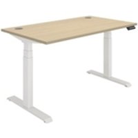 TC Office Rectangular Dual Motor Sit Stand Desk - 1400X800 - Oak/White