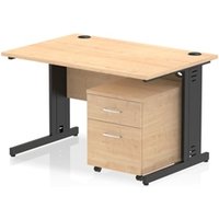 Impulse 1200x800 Desk Maple/Black Cable Managed 2 Drawer Mobile Ped