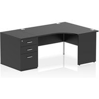 Impulse 1400 RH Crescent Desk Black Top Panel End 800 Desk High Ped