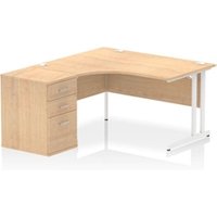Impulse 1400 LH Crescent Desk Cantilever Maple/White 600 Desk High Ped
