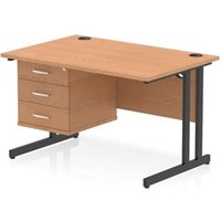 Impulse 1200 x 800mm Straight Office Desk Oak Top Black Cantilever Leg