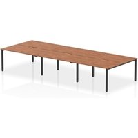 Evolve Plus 1400mm B2B 6 Person Office Bench Desk Walnut Top Black