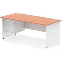 Impulse 1800x800 Desk Beech/White Panel End Leg 1x2 Drawer Fixed Ped