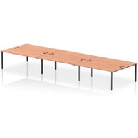 Impulse Bench B2B 6 Person 1800 Black Frame Office Bench Desk Beech