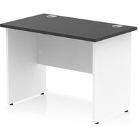 Impulse 1000x600mm Straight Office Desk Black Top White Panel End Leg