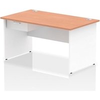 Impulse 1400 x 800mm Straight Office Desk Beech Top White Panel End