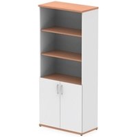 Impulse 2000mm Open Shelves Cupboard Beech and White with White Doors