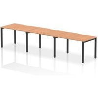Evolve Plus 1200mm Single Row 3 Person Office Bench Desk Oak Top Black