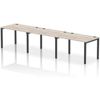 Impulse Bench Single Row 3 Person 1200 Black Frame Bench Desk Grey Oak