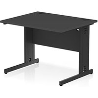Impulse 1000x800mm Straight Desk Black Top Black Cable Managed Leg