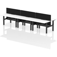 Air B2B 1400x800 Adjustable 6P Bench Desk Scallop White/Black + Screen