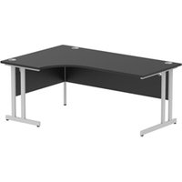 Impulse 1800mm Left Crescent Office Desk Black Top Silver Cantilever
