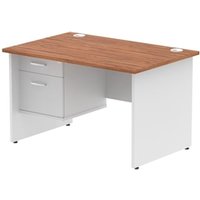 Impulse 1200x800 Desk Walnut/White Panel End Leg 1x2 Drawer Fixed Ped