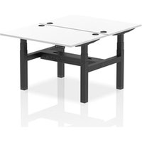 Air Back - to - Back 1200 x 800mm Height Adjustable 2 Person Bench Office Desk White Top - Cable Ports Black Frame