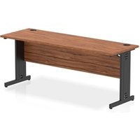 Impulse 1800x600mm Straight Desk Walnut Top Black Cable Managed Leg