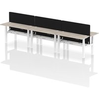 Air B2B 1400x600mm Adjustable 6P Bench Desk CP Grey Oak/White + Screen
