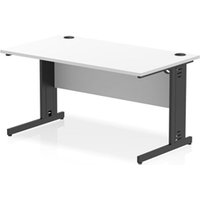 Impulse 1400x800mm Straight Desk White Top Black Cable Managed Leg