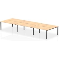 Evolve Plus 1600mm B2B 6 Person Office Bench Desk Maple Top Black