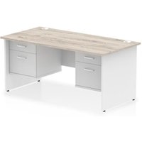 Impulse 1600 x 800mm Straight Office Desk Grey Oak Top White Panel End